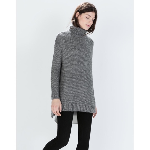 Zara Gray Oversized Turtleneck Tunic 